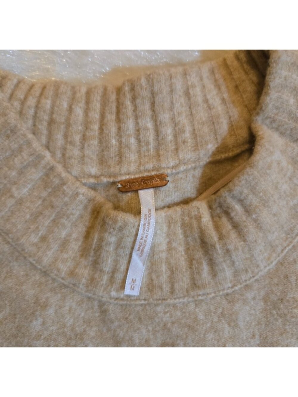 Free People Oversized Light BrownKnit Pullover Sweater Crewneck